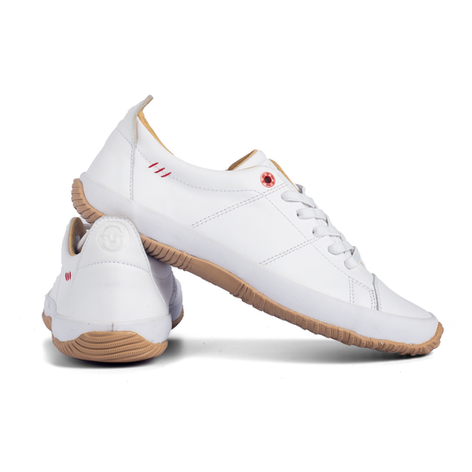 Premium Edison White Leather Footwear Comfort for Wider Feet by FUT in City Collection combined with White Stitches