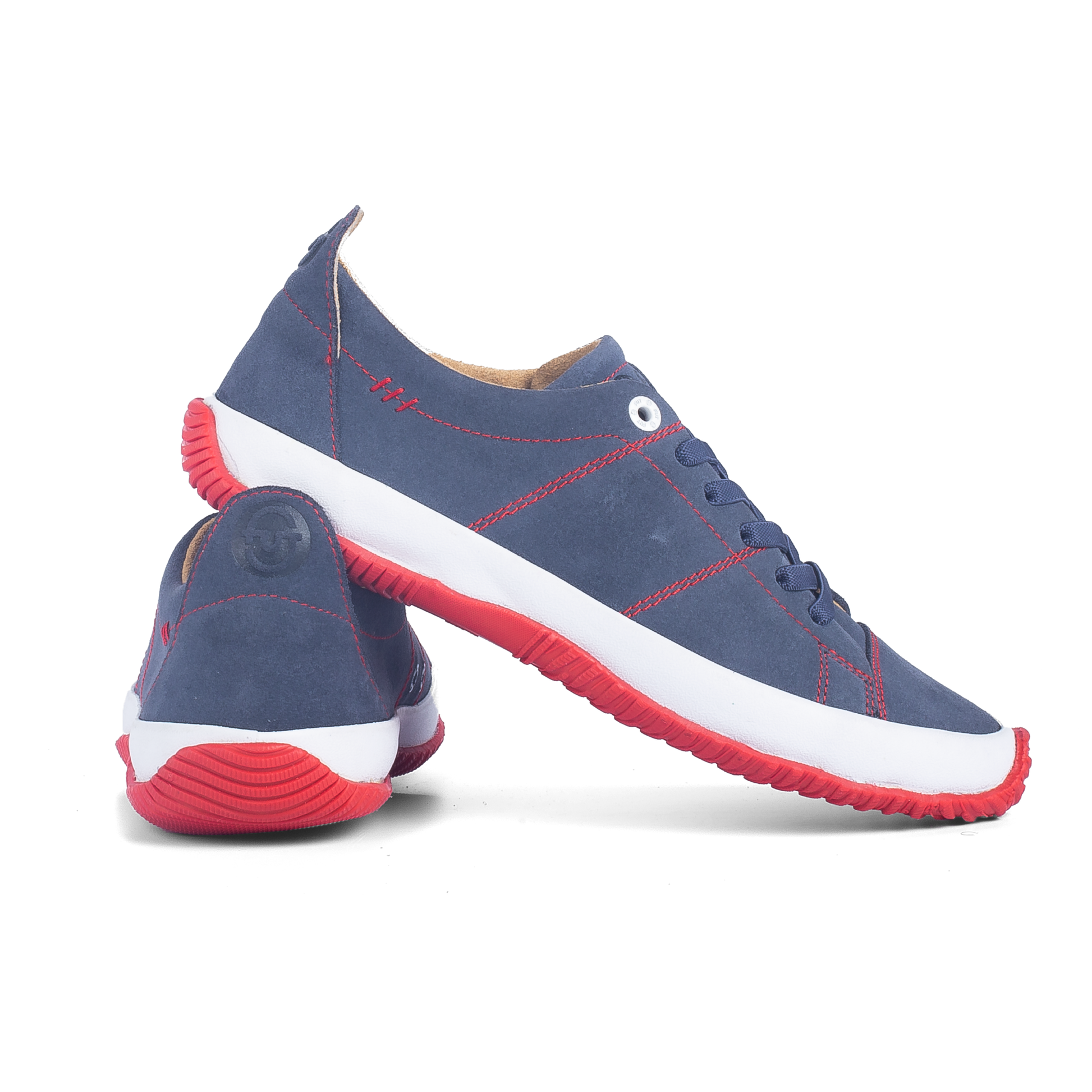 Premium Edison Navy Leather Footwear Comfort for Wider Feet by FUT in City Collection combined with Red Stitches