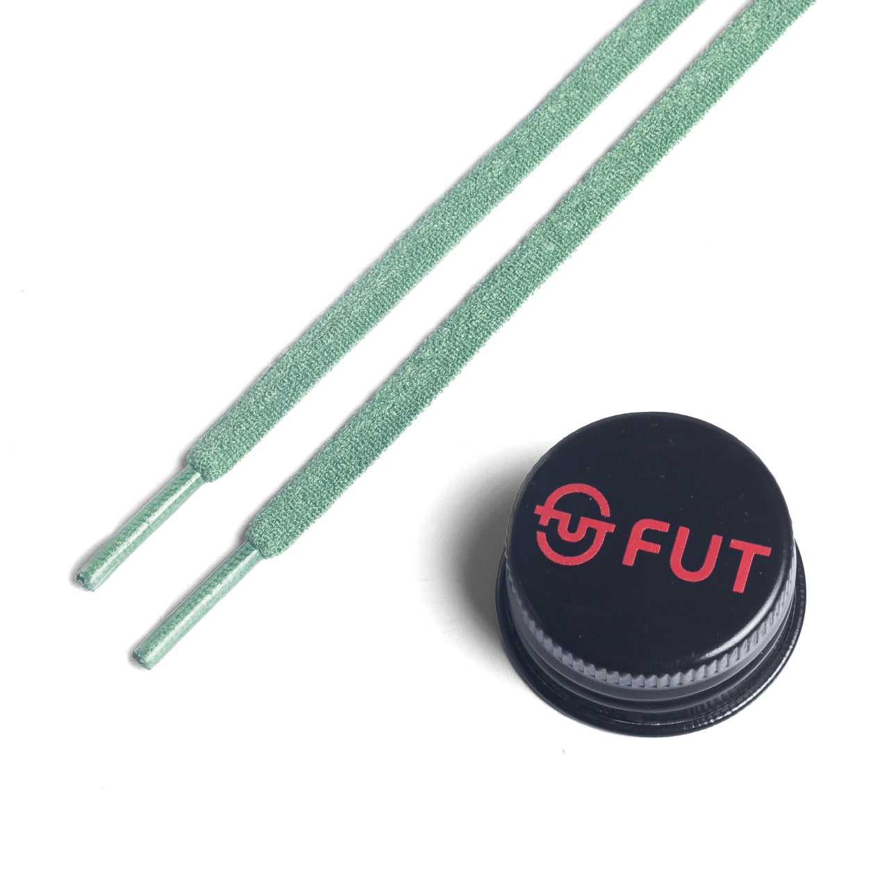 FUT Premium Durable Oval Elastic and Stretch fit for No Tie Shoelaces in Military Green Color with FUT printed Bottle Cap