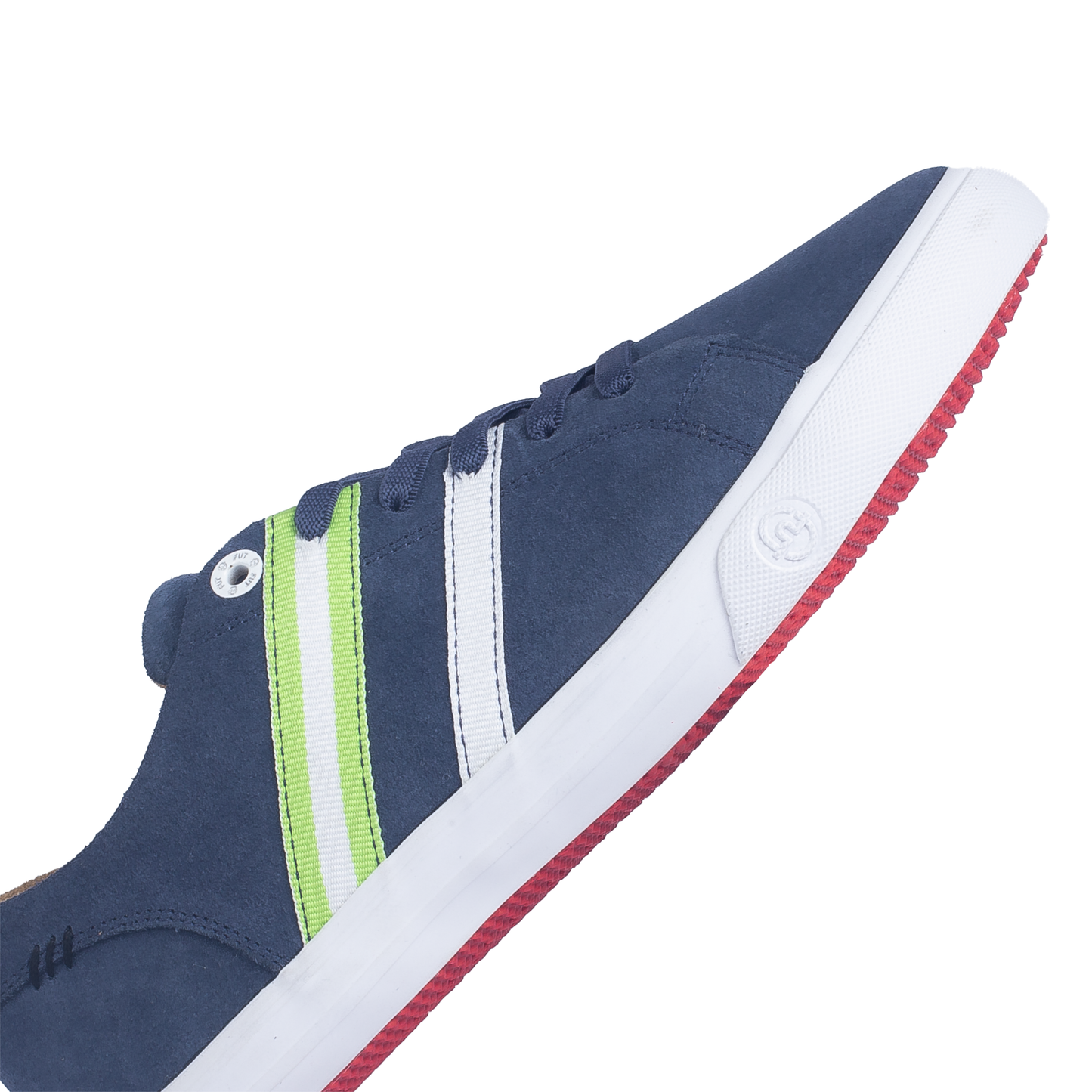 Walking in Comfort Wide Fit Leather Footwear by FUT in City Collection Bogota Navy Green Grey Strips Detail FUT Emboss Logo on Foxing Rubber View
